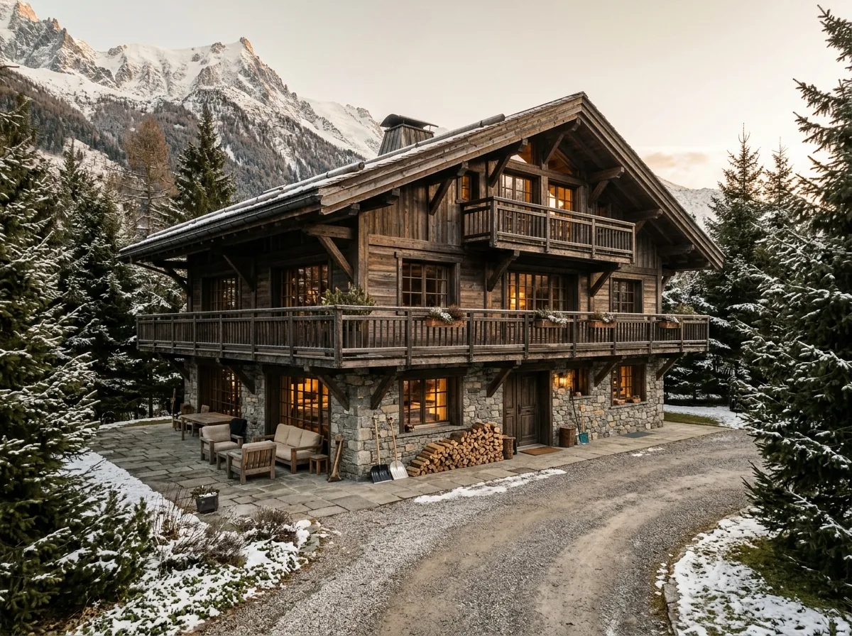 Chalet traditionnel sous la neige à Sainte-Foy-Tarentaise